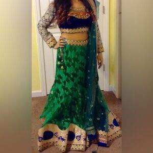 Green Lehenga Indian Dress Designer Wedding Medium